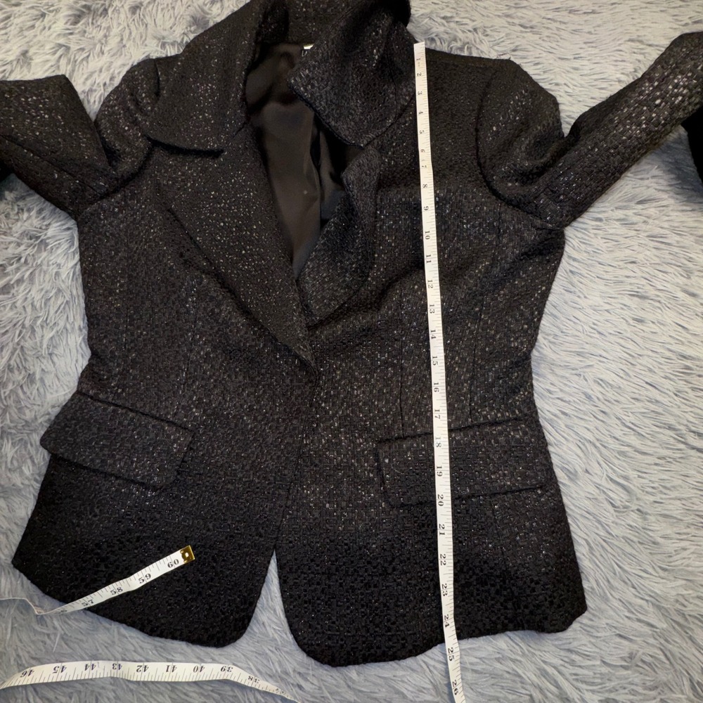 Lafayette 148 Blazer Women's 10 Black Sparkle Tweed Blazer‎ Shawl Collar Event - Picture 7 of 13